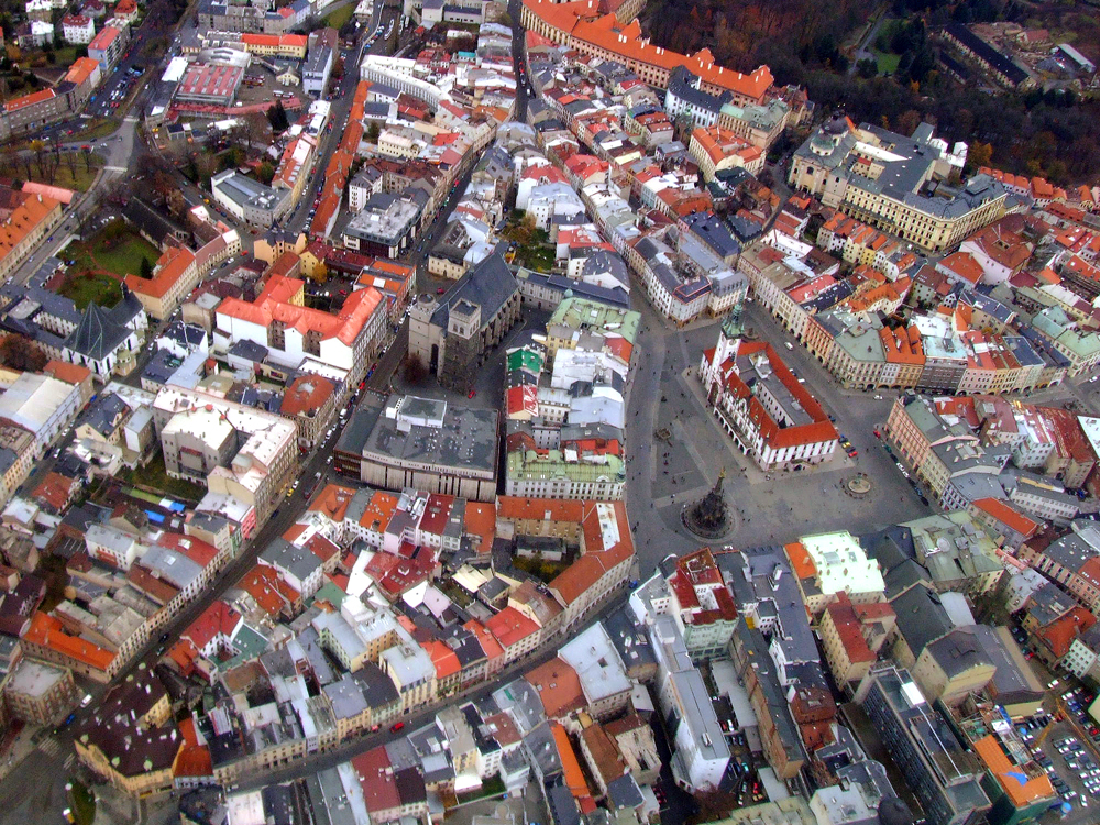 Aerial view over Olomouc's historic centre